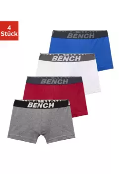 Bench Боксеры (4 шт. в упаковке) для мальчиков с надписью Bench на поясе, серый