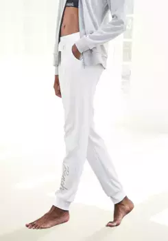 Bench Брюки для отдыха в стиле Loungewear с блестящей вышивкой логотипа, костюм для отдыха Bench Loungewear, цвет Ecru