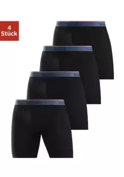 Bench Длинные боксеры (4 шт. в упаковке) с узкими полосками на тканом поясе с логотипом, черный