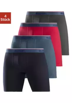 Bench Длинные боксеры (4 шт. в упаковке) с узкими полосками на тканом поясе с логотипом, красный