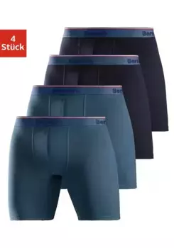 Bench Длинные боксеры (4 шт. в упаковке) с узкими полосками на тканом поясе с логотипом, синий