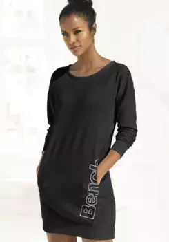 Bench Платье-свитшот Loungewear с логотипом сбоку Bench Loungewear, черно-белый