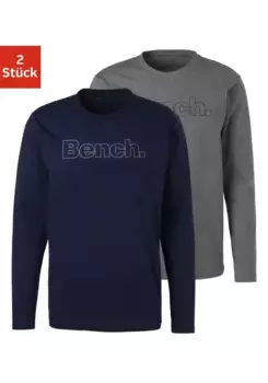 Bench Рубашка для отдыха с длинными рукавами и скамейкой. Печать спереди Bench Loungewear, синий