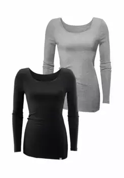 Bench Рубашка с длинными рукавами, особенно длинного кроя, из мягкой ребристой ткани, черный