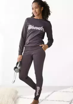Bench Спортивные брюки для домашней одежды с логотипом и вышивкой, одежда для дома Bench Loungewear, цвет Stone