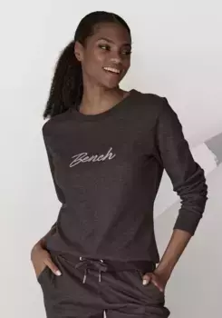 Bench Толстовка для дома "Loungeshirt", с блестящей вышивкой логотипа, одежда для дома, костюм для отдыха Bench Loungewear, антрацит