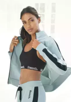 Bench Толстовка для домашней одежды, с полосками по бокам и воротником-стойкой, костюм для отдыха Bench Loungewear, черный