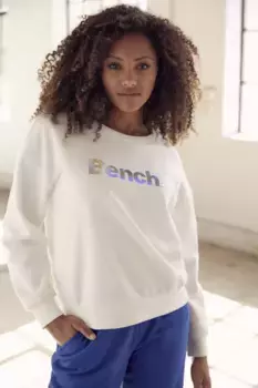 Bench Толстовка для отдыха "-Loungeshirt", с блестящим логотипом, одежда для отдыха, костюм для отдыха Bench Loungewear, белый