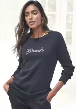 Bench Толстовка для отдыха "Loungeshirt", с вышивкой логотипа, одежда для отдыха, костюм для отдыха Bench Loungewear, черный