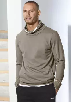 Bench Толстовка Loungewear с большим воротником стойкой из смесового хлопка Bench Loungewear, коричневый