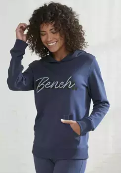 Bench Толстовка с капюшоном и карманом-кенгуру, домашний костюм, толстовка с капюшоном Bench Loungewear, цвет морской волны