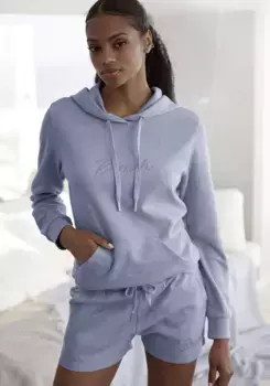 Bench Толстовка с капюшоном Loungewear "-Lounge Hoodie-", с блестящей вышивкой логотипа, одежда для дома, костюм для отдыха Bench Loungewear, голубой