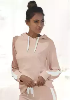 Bench Толстовка с капюшоном, с полосками по бокам и карманом-кенгуру, домашний костюм, толстовка с капюшоном Bench Loungewear, белый