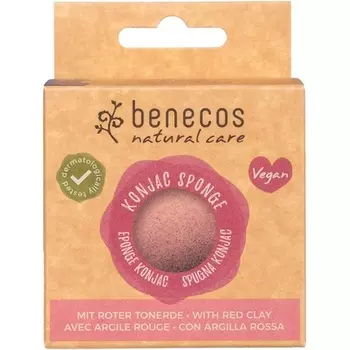 Benecos Natural Cosmetics Губка из коньяка, красная глина, 100% биоразлагаемая