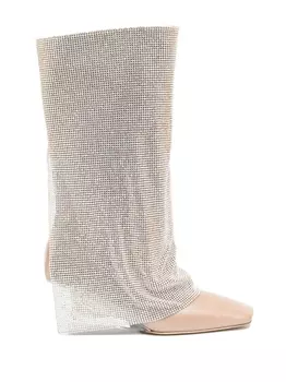 Benedetta Bruzziches ботильоны Virginia 95 с кристаллами, нейтральный цвет