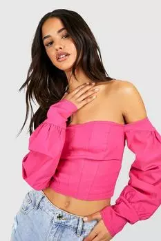 Бенгалийский корсетный топ с открытыми плечами Boohoo, розовый