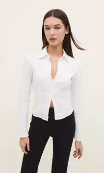 Бенгалинская рубашка с молнией Stradivarius, белый