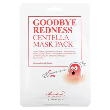 Benton, Goodbye Redness, упаковка масок с готу колой против покраснений, 10 шт. по 23 г (0,81 унции)