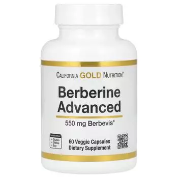 Berberine Advanced, фитосомы Berbevis, 550 мг, 60 растительных капсул California Gold Nutrition