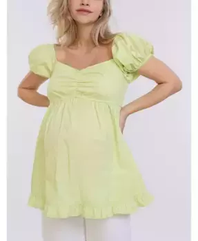 Беременная блузка-бэбидолл с коротким рукавом и открытыми плечами - Motherhood Motherhood Maternity, зеленый