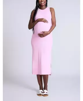 Беременное платье миди с круглым вырезом и без рукавов на бретелях-косичках - Motherhood Motherhood Maternity, фиолетовый