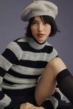 Берет Maeve со стразами, серый