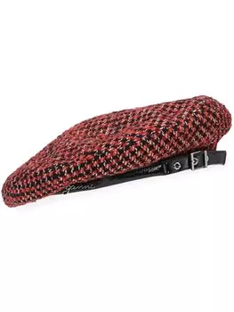 Берет в клетку GANNI, красный