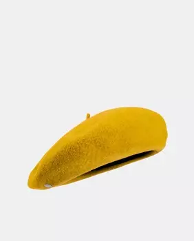 Берет во французском стиле из мериносовой шерсти горчичного цвета Laulhre, горчичный