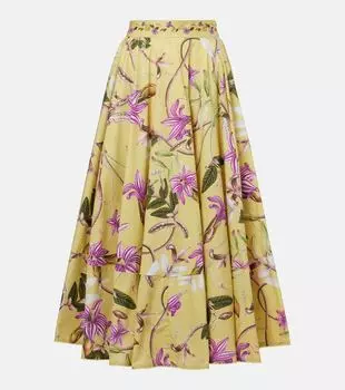 Бергамотовая цветочная хлопковая макси-юбка Agua by Agua Bendita, Mutisia