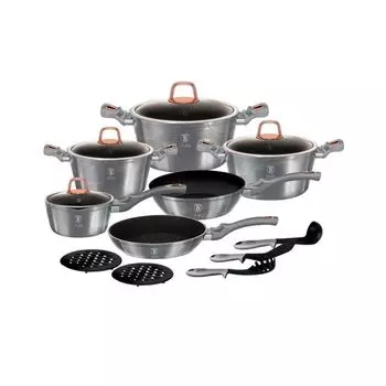 Berlingerhaus Набор посуды с титановой поверхностью 15 шт. Moonlight Edition BH-6022, серый