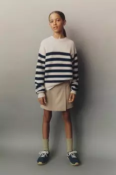 Бермудская шорт-юбка с запахом ZARA, бежевый