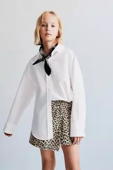 Бермудская шорт-юбка с животным принтом ZARA, цвет leopard
