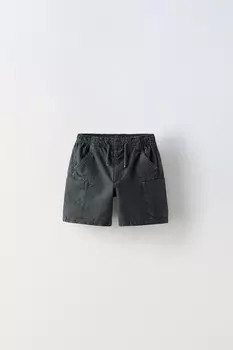 Бермудские шорты с карманами ZARA, сине-серый
