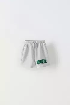 Бермудские шорты с лозунгом и этикеткой ZARA, серый мергель