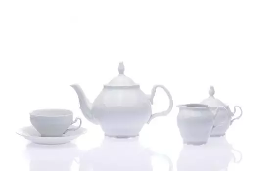 Бернадот, чайный сервиз, белый, чешский фарфор Тун 1794 г., 15 д Thun 1794