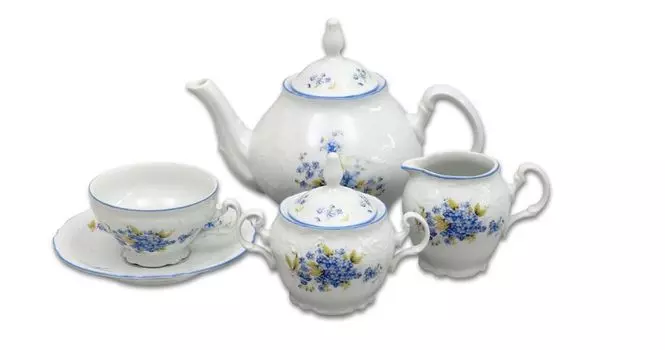 Бернадот, чайный сервиз, незабудка, чешский фарфор Тун 1794 г Thun 1794