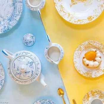 Bernardaud Tout Paris Набор из 4 чайных чашек и блюдец, белый