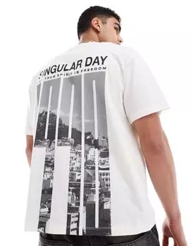 Bershka – 1998 – Белая футболка с принтом на спине