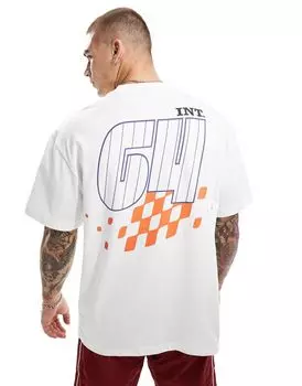 Bershka - Белая футболка с принтом для мотокросса