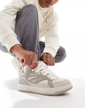 Bershka – бежевые спортивные туфли на толстой подошве и контрастными вставками