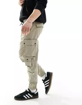 Bershka – брюки-карго цвета экрю с карманами