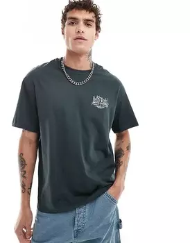 Bershka = Черная футболка с принтом с надписью Brooklyn = на спине