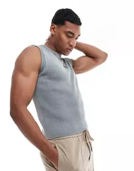 Bershka — футболка в рубчик графитового цвета