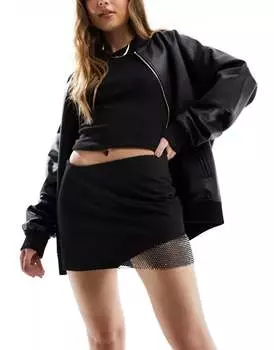 Bershka – Элегантная мини-юбка черного цвета с кольчужной отделкой