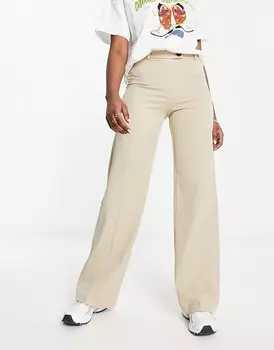 Bershka – Элегантные брюки грибно-коричневого цвета с широкими штанинами