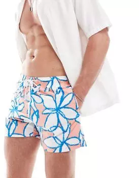 Bershka – яркие шорты для плавания с цветочным узором