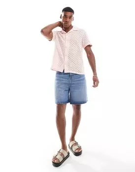 Bershka - Розовая фактурная рубашка на пуговицах