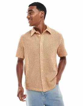 Bershka - Рубашка фактурного оранжевого цвета с пуговицами