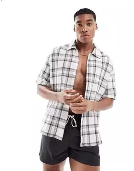 Bershka - Серая рубашка в клетку