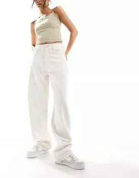 Bershka – широкие джинсы с завышенной талией цвета экрю